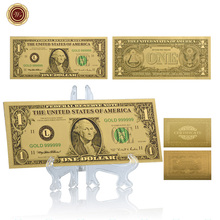 WR Американский позолоченный поддельные деньги качество 24k золотые поддельные деньги США купюры с хорошей подставкой для коллекции художественное оформление 2024 - купить недорого