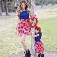 Nashakaite vestido mãe e filha, sem mangas, mini vestido com laço, roupas para a cintura, mãe e filha 2024 - compre barato