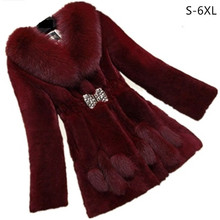 6XL Plus size winter Faux fur jacket women Korean Artificial Fox fur collar Warm coat  jacket High-end fashion long coats AS928 2024 - buy cheap