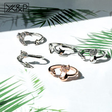 X & P регулируемое серебряное кольцо с кристаллами для женщин и мужчин, обручальное модное кольцо с изображением Луны, кота, розового золота, 2018, ювелирные изделия, подарки 2024 - купить недорого