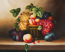 Cesta clásica de fruta uvas frescas, cuadro al óleo, hojas de fruta, lienzo de paisaje, impresiones sobre lienzo, cuadro decorativo, envío gratis 2024 - compra barato