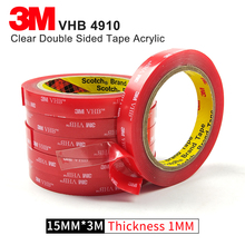 1ROLL/Lot 15MM*3M 1MM Thickness VHB Silicone Tape High temperature Clear Acrylic Double Side Rubber Tape 3M 4910 2024 - buy cheap