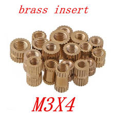 100pcs/lot Brass insert M3*4 OD=4.2 Through thread brass insert nut / knurled nuts for injection moulding 2024 - buy cheap