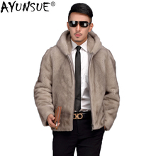 AYUNSUE Real Fur Coat Men Natural Mink Fur 2020 Winter Jacket Mens Mink Coat Hooded Short Sherling Veste Hiver HommeZ28-3 KJ1098 2024 - buy cheap