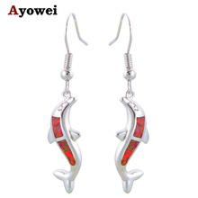 Orange Fire Opal Silver Stamped Wholesale Retail Drop Earrings for women Fashion Jewelry Opal Jewelry OE151A 2024 - buy cheap