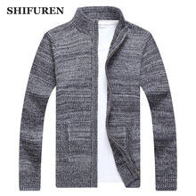 SHIFUREN New Autumn Winter Sweaters Jacket Men Long Sleeve Stand Collar Casual Knitted Cardigans Zipper Coats Size S-XXXL 2024 - buy cheap