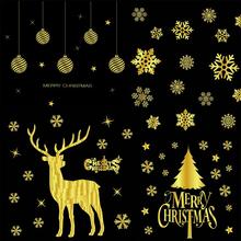 Золотые Счастливого Рождества DIY настенные наклейки магазин наклейки на окна рождественские украшения для дома Natal Новогоднее украшение 2024 - купить недорого