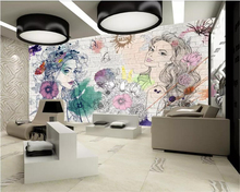 Beibehang-papel tapiz personalizado pintado a mano para salón de belleza, salón de belleza, peluquería, Fondo de pared, papel tapiz 3d 2024 - compra barato