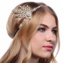 Women 1920s Vintage Bridal Headpiece Costume Hair Accessories Flapper Great Gatsby Leaf Medallion Pearl Headband 2024 - buy cheap