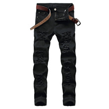 Pantalones vaqueros rasgados y desgastados para hombre, Jeans ajustados de estilo Hip Hop, a la moda, bordados 2024 - compra barato