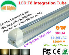 9W 900LM RA80 T8 Integration LED tube 48PCs 2835 CE RoHS Shopping plaza lights Supermarkets energy-saving lamps 10PCs a Lot 2024 - buy cheap