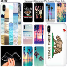 California trees Beach Surf Travel Tropical Fashion Silicone Case Cover for Apple iPhones 7 8 Plus 6s Plus 5 11 Pro XS Max X XR 2024 - buy cheap