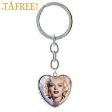 TAFREE Marilyn Monroe Keychain New Fashion Vintage Heart Shape Pendants Key Chain Car Keyrings Men Women Jewelry Gifts HP291 2024 - buy cheap