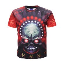 Men's T Shirt Cotton Short Sleeve Unisex Casual Top 3D T-Shirt Skull Red for Boy 2024 - buy cheap