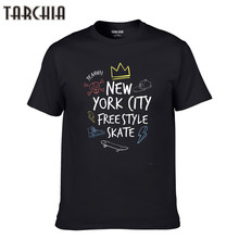 Tarco nova york, camiseta de algodão com estilo skate e manga curta masculina, camiseta casual de verão 2024 - compre barato