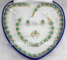 New Listed !Free Shipping 18 K fine jewelry Light green jade Necklace Bracelet Earring Jewelry Set + good 2024 - buy cheap