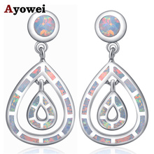 Ayowei Special Design Water Drops Earring White Fire Opal 925 Silver Stamped Drop Earrings OE740A 2024 - buy cheap