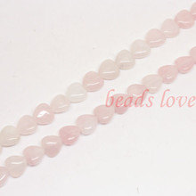 1Strand 16"(40pcs)Natural stone " Pink Crystal "Love Heart Lose Beads 10mm (w03050) 2024 - buy cheap