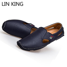 LIN KING Plus Size Spring Autumn Men Loafers Moccasins Slip On Flat Casual Shoes Pu Leather Lazy Shoes Comfortable Driving Shoes 2024 - buy cheap