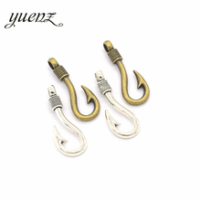 YuenZ 7pcs Antique Silver Plated Fish hook Charms Metal Pendants for Jewelry Making DIY Handmade Craft 36*14mm H07 2024 - buy cheap