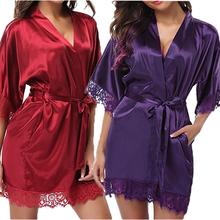 Sexy Womens Ladies Bride Robes  Kimono Robe Satin Silk Lace Night Wear Gown Sleepwear 2024 - buy cheap