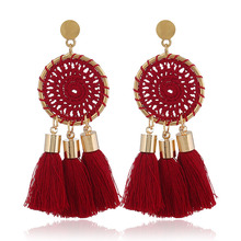 Bohemia 2018 New Red Pink Black Tassel Earrings for Women Fashion Wedding Party Statement Fringe Long Drop Earings Jewelry Gift 2024 - buy cheap