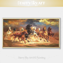 Excelente artista pintado a mano de alta calidad, pintura al óleo de 12 caballos sobre lienzo, arte de pared de lujo, pintura al óleo de 12 caballos para correr 2024 - compra barato