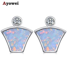 Ayowei Anniversary Gift Silver Stamped White Fire Opal for women Stud Earrings Fashion Jewelry OE726A 2024 - buy cheap