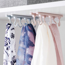 Basupply 1Pc 6 Hooks Kitchen Cupboard Rack Towel Hanger Wardrobe Clothes Storage Shelf Scarf Holder Organizer Pantry Chest Tool 2024 - buy cheap