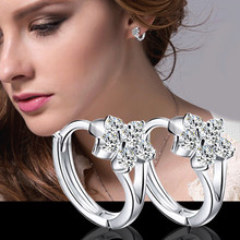 Женские серьги-кольца LUKENI, модные серьги из стерлингового серебра 925 пробы с кристаллами и цветами, подарок на Рождество 2024 - купить недорого