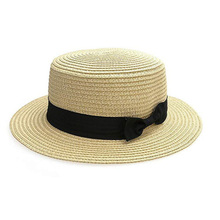 Chapéu de palha casual feminino, chapéu de verão para pais e filhos, chapéu panamá feito à mão, aba lisa, laço, chapéu de sol para mulheres, preto, 2021 2024 - compre barato