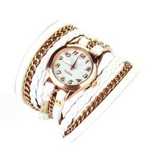 Relógio feminino de luxo, relógios de pulso para mulheres com enrolamento trançado, pulseira de couro de quartzo, com vestido 2024 - compre barato