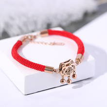 YUN RUO New Arrival Fashion Longevity Lock Red Line Bracelet Woman Gift Rose Gold Color Fashion Stainless Steel Jewelry Not Fade 2024 - buy cheap