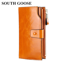 SOUTH GOOSE 2019 Women Wallets Genuine Leather Long Design Clutch Cowhide Wallet Female RFID Credit Card Holder Large Money Bag 2024 - buy cheap