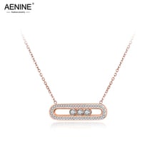 AENINE-collar con colgante de cristal de circonia cúbica, joyería de oro rosa, de acero inoxidable, diseño Original, AN18074 2024 - compra barato