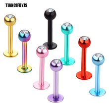 TIANCI FBYJS Anodized 8 Colors Labret Rings Surgical Steel 16g Lip Piercing Stud Bar Ear Barbell Body Jewelry Pircing Cartilage 2024 - buy cheap