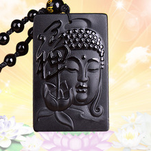 Colgante de dragón obsidiano de Buda Zen, amuleto de la suerte tallado a mano, cuentas, collar, accesorios de joyería, regalos 2024 - compra barato