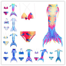 3PCS Mermaid Tail Costume for Girls Children Swimsuits Little Mermaid Tail with Optional Monofin Girl Fancy Swimwear Bikini suit 2024 - buy cheap