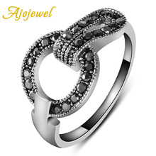 Ajojewel-anillo de diamantes de imitación para mujer, joyería Vintage, accesorios Retro, Color negro 2024 - compra barato