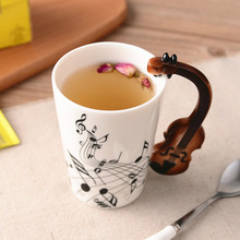 Creative Music Violin Style Guitar Ceramic Mug Coffee Tea Milk Stave Cups with Handle Coffee Mug Novelty Gifts 2024 - buy cheap