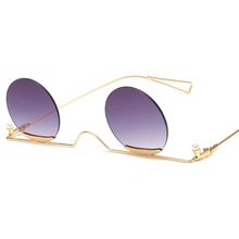 New 2019 Women Fashion Round Ladies Sunglasses Rimless Luxury Sun Glasses Female Designer Eyewear 2024 - buy cheap