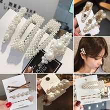 Korean Simulated Pearl Barrettes Beaded Geometric Women Hair Clip Hairgrips Hair Accessories Girls Jewelry Fashion Hair Pins 2024 - buy cheap