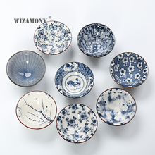 Посуда для напитков WIZAMONY, китайская чайный набор кунг-фу чашка, ручная роспись, синий и белый керамический фарфор для чая Пуэр Улун 2024 - купить недорого