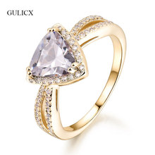 Женские обручальные кольца GULICX, золотистого цвета, с белым камнем и цирконием AAA, ювелирные изделия GLR386 2024 - купить недорого