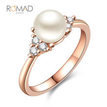 Rose Gold Color Elegant Imitation Pearl with CZ Crystal Engagement Rings Fashion Wedding Ring Anel Jewelry For Women  Z4 2024 - buy cheap