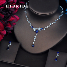 HIBRIDE-Conjunto de joyería de circonia cúbica azul para mujer, conjunto de pendientes y collar, accesorios de vestido de boda, regalos, N-491 2024 - compra barato