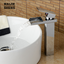 Bathroom waterfall basin faucet high water tap sink mixer tall waterfall basin mixer bathroom faucet 2024 - buy cheap