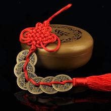 Red Chinese Knot Feng Shui Wealth Success Copper Ancien Coins Lucky Charm Home Car Decoration 2024 - buy cheap