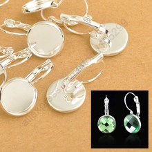 Bulk 8-10-12-14-16-18-20-25MM 925 Sterling Silver  Jewelry Findings Flat Disco Cabochon Cameo Settings Earring Lever Back 2024 - buy cheap