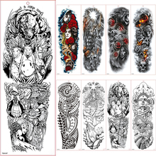 Tatuagem temporária à prova d'água com mangas grandes, adesivo de pele, animal monstro, flor completa, arte corporal, tatuagem para meninas 2024 - compre barato